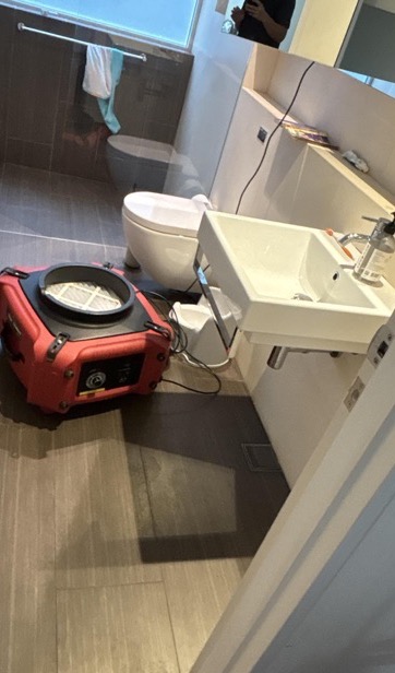 Bathroom dried with drySafe equipment — real drySafe job